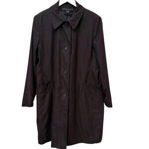 Anne Klein Black Coat Size 14 Womens Vintage Trench Light Jacket